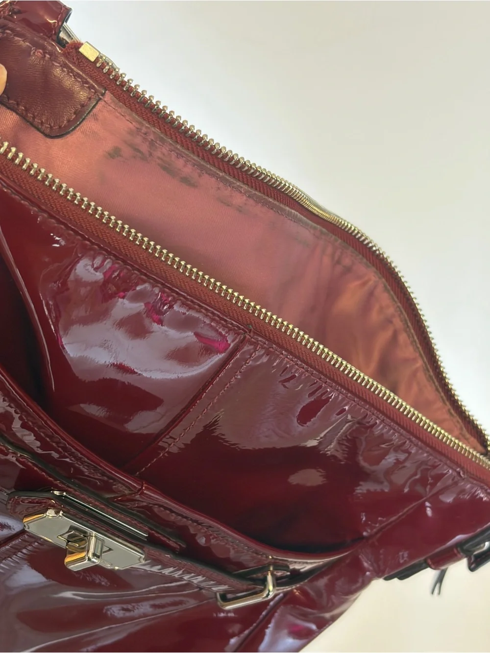 Coach Burgundy Patent Leather Shoulder Bag Y2K SoHo
